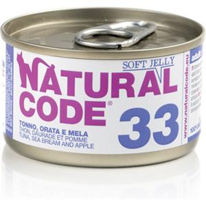 Natural Code 33 Tonno, Orata e Mela in Jelly - Cibo Umido Naturale per Gatti Adulti - 85 g