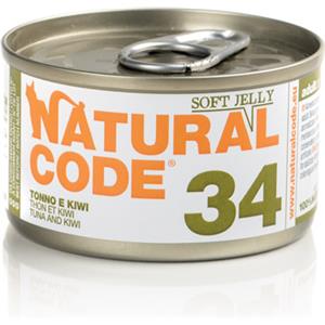 Natural Code 34 Cibo Umido per Gatti - Tonno e Kiwi in Jelly - 85g - Senza Conservanti e Glutine