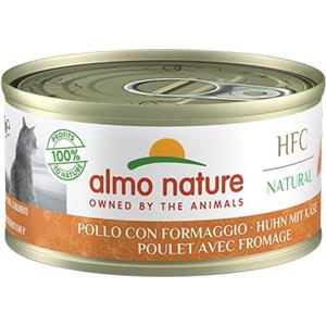 Almo Nature HFC Natural Alimento Umido per Gatti - Pollo con Formaggio, Confezione da 6 x 70 g, Ingredienti Naturali e Senza Glutine