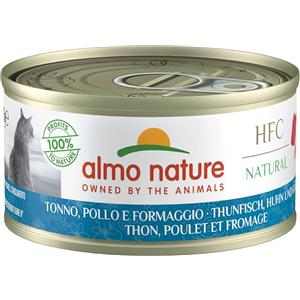 Almo Nature HFC Natural - Alimento Umido per Gatti con Tonno, Pollo e Formaggio - Confezione Multipack da 6 x 70 g