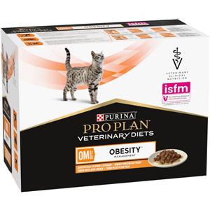 Purina Pro Plan Veterinary Diets OM Obesity Management - Cibo Umido per Gatti con Pollo - 10 Bustine da 85 gr