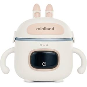 Miniland Scaldabiberon Portatile Senza Fili 7500mAh - Scalda Pappa Portatile Neonato da Viaggio e Scaldavivande a Batteria, Kit Svezzamento con Posate, Display LED, 3 Temp - Warmy Food On the Go!