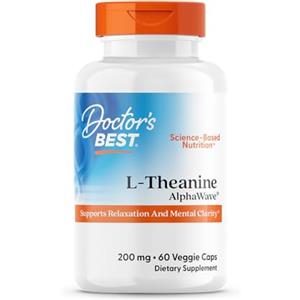 Doctor's Best L-Theanine AlphaWave - Integratore Rilassante in 60 Capsule Vegetali