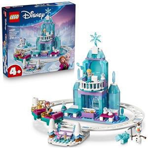 LEGO | Disney Frozen Castello di Ghiaccio di Elsa e Avventura sulla Neve - Giocattolo con Mini Bamboline di Anna ed Elsa, Olaf, Binari del Treno e Carrelli da Neve - Regalo per Bambine 4+ Anni - 43281