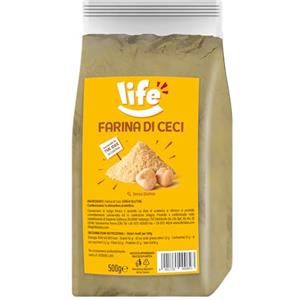 Life | Farina di Ceci, Farina Senza Glutine Ricca di Fibre e Proteine, Versatile per le tue Ricette, Formato Convenienza 500g
