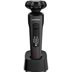 Grundig ProClub MS 9130 - Rasoio da uomo, sensore BeardCare, corpo esterno in plastica riciclata al 61% in plastica riciclata, Titanium Blades, Wet & Dry, rasoio a pelo lungo, nero opaco e rosso