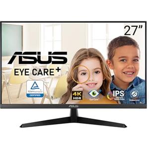 ASUS VY27UQ Monitor Eye Care da 27" pollici 4K (3840x2160), IPS, HDR-10, Adaptive Sync, Tecnologia Eye Care Plus, Filtro Luce Blu, Anti-sfarfallio, Trattamento Antibatterico, Nero