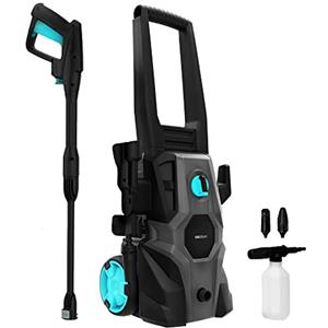 Cecotec Idropulitrice ad alta pressione HydroBoost 1400 EasyGo. 1400 W, casa, giardino o auto, portata max 426 l/h, 105 bar di pressione max, pompa in alluminio, ruote, raggio d'azione 11m