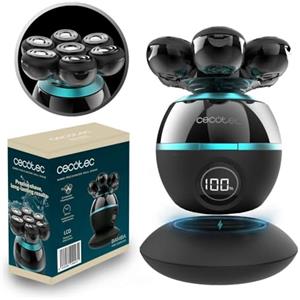 Cecotec Rasoio per la Testa PrecisionCare Skull Shaver, Testina Extralarge, 7 lame flottanti, Autonomia 60 minuti, Base di Ricarica, Display, Design Portatile, Facile Pulizia