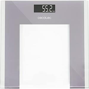 Cecotec Bilancia da bagno digitale Surface Precision Healthy. Piattaforma in vetro temperato 30 x 30 cm, schermo LCD invertito, capacità massima 180 kg, design extra piatto, con nastro di misurazione