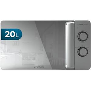Cecotec Forno a Microonde 20L Proclean 3060 Flatbed Mirror. 700W, Design Compatto, Interno Ceramico, Modalità Scongelamento, Timer 30 Min, Tecnologia 3Dwave, Mirrordoor