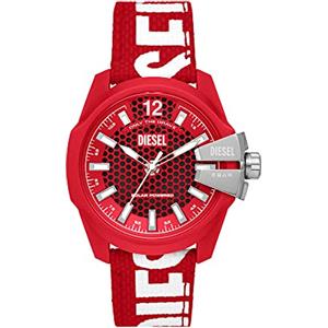 Diesel Orologio Baby Chief da uomo, movimento al quarzo a energia solare con Cinturino in rPET, 43 mm, Rosso e bianco