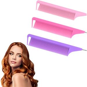 Elitecran 3Pcs Parrucchiere Pettine Capelli di Coda Antistatico in Fibra di Carbonio, Troncatura Acciaio Fibra Pettini Styling Resistenti al Calore, Pettine Professionale per Parrucchieri e Domestico (Tipo 1)