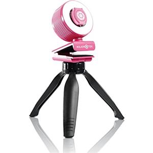 MAGGIORE LUXURY Web cam 2K Ultra Risoluzione Funny Webcam Pink Certificazione CE e ROHS Luce Led Regolabile Ad Anello Privacy Cover Treppiede Webcam Pc con Microfono
