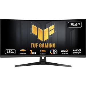 ASUS TUF Gaming VG34VQ3B Monitor Gaming Curvo da 34" pollici WQHD (3440x1440), 180Hz ELMB SYNC, FreeSync Premium, Tempo di Risposta 1ms, 90% DCI-P3, DisplayWidget Center