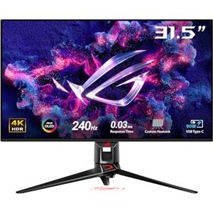 ASUS ROG Swift OLED PG32UCDMZ, Monitor da gioco 4K da 31,5", 4K QD-OLED (3840 x 2160), 0,03ms (GTG), 240 Hz, DisplayPort 1,4, Tecnologia Anti-Flicker, Compatibile con G-SYNC, 99% DCI-P3, Nero
