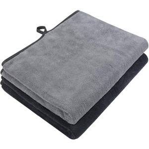 VIVOTE Asciugamano in microfibra per il bagno, ultra morbido e soffice, con passante per appendere, asciugamano per asciugatrici, asciugamano grande, 50 x 100 cm, grigio nero, 2 pezzi