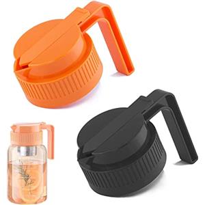 UineHiot Coperchio di barattoli per conserve, 2 pezzi Mason Jar Beccuccio con manico, coperchio in plastica, riutilizzabile, Mason Jar Brocca, frittelle, sciroppo d'acero, dispenser per salsa