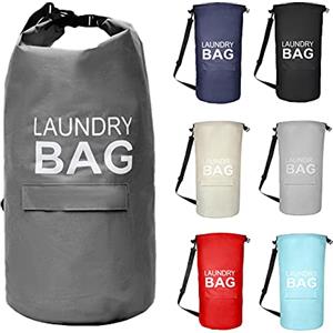 IHOMAGIC Ceste per la Biancheria 71L - Cesto Biancheria Sporca con Tasca, Cesto Portabiancheria Pieghevole con Spalline regolabili, Sacchi da Biancheria per Dormitorio (Grigio Scuro)
