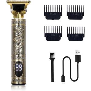 KPFIGHT Tagliacapelli Uomo Professionale Tagliacapelli Rasoio Elettrico Capelli Trimmer Macchinetta con Display a LED e Ricarica USB Ricarica Rapida, Precisi T-Lama Capelli/Barba per Famiglia/Barbiere