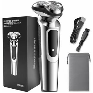 ordele Rasoio elettrico da uomo, IPX7, impermeabile, rasatura asciutta e bagnata, rasatura con 3D testine rotanti, rasoio da uomo a secco e bagnato con trimmer pieghevole