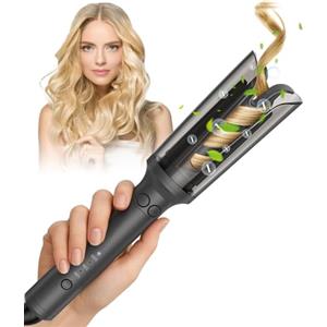 Souvik Arricciacapelli Automatico, Professionale Ferro Arricciacapelli 23mm con 3 Temperature, Anti-Scottatura Promemoria intelligente, Anti-Groviglio Curling Iron per Ricci Perfetti