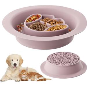 QINGZY Ciotola Anti Ingozzamento per Gatti e Cani, Ciotola in Silicone Lenta Alimentazione, Ciotole Anti-soffocamento per Cani, Rallentare il Cibo, Adatto per Animali di Piccola Media Taglia (Rosa)