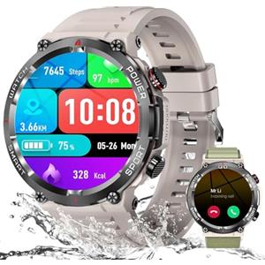 IOWODO Smartwatch Uomo,Orologio Fitness Chiamate Bluetooth,Smart Watch Militari Tracker con Cardiofrequenzimetro,SpO2, Monitoraggio del Sonno,100+ Modalità Sport Compatibile Android con iOS