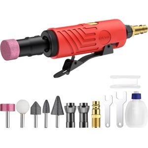 XUNTOP Smerigliatrice Pneumatica Diritta Air Die Grinder Con Collettori 1/4" e 1/8" Trapano Pneumatico Dritto 1/4", 25000 RPM per Levigatura, Taglio, Lucidatura, Riparazione Saldature e Sbavatura