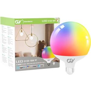 GY Lampadina WiFi Smart globo,18W lampadine a E27 casa intelligente 1800LM,Multicolore regolabile RGBCW dimmerabile bulbo, applicazione di controllo 2700k-6500k, Compatibile con Alexa/Google home