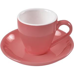 ionEgg Tazza da caffè in porcellana con piattino, tazza da caffè espresso, 80 ml, rosa