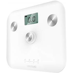 Cecotec Surface Precision EcoPower 10100 Bilancia da bagno completa con pulsante, superficie in vetro temperato ad alta sicurezza, sensori di precisione, schermo LCD, bianco