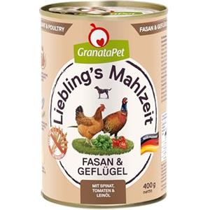 GranataPet Liebling's Mahlzeit Carne di Fagiano e Pollame, Cibo Umido per Cani Senza Cereali e Zuccheri Aggiunti, Alimento Completo, 6 x 400 g