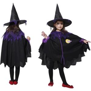 HenfuME Costume Bambino e Bambina Halloween e Strega - Vestito da Strega Ragazza 120cm