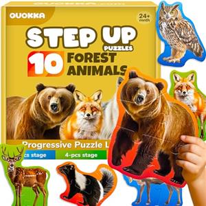 QUOKKA Puzzle Giocattolo Bambini da 2 a 3 Anni - Giochi di Animali della Foresta 3 5 Anni - 8 Forme di Animali Realistiche - 40 Grandi Pezzi di Puzzle per Bambini - Regalo Educativo Bambino 2 4 Anni