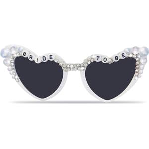 Cosysparks Occhiali da sole bride to be, sposa occhiali da sole occhiali da sole da sposa Shiny occhiali sposa perle occhiali cuore matrimonio gadget addio al nubilato sposa Foto Props (Trasparente)