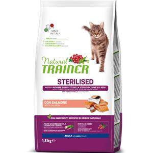Natural Trainer Alimento Secco per Gatti Adulto Sterilizzato con Salmone - 1,5 kg