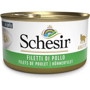 Schesir Cibo Umido per Gatti Adulto - Filetti di Pollo con Prosciutto in Gelatina - 85g