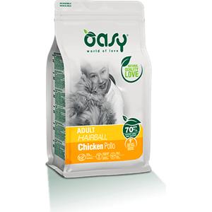 Oasy Cibo Secco per Gatti Adulto Hairball 1,5 kg - Pollo Fresco e Ingredienti Naturali