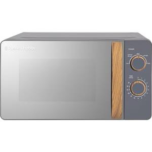 Russell Hobbs RHMM713G Microonde Manuale Compatto Grigio inStile Scandinavo, da 17 Litri e 700 Watt, con 5 Livelli di Potenza, Maniglia e Quadranti Effetto Legno, Timer, Impostazione di Scongelamento