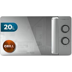 Cecotec Forno a Microonde 20L Proclean 3160 Flatbed Mirror. 700W e Grill 800W, Design Compatto, Interno Ceramico, Modalità Scongelamento, Timer 30 Min, Tecnologia 3Dwave