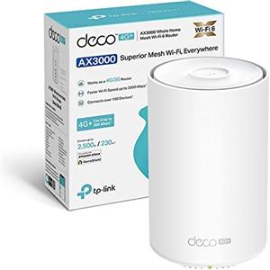 TP-Link Router 4G+ Mesh AX3000Mbps, Wi-Fi 6 Dual Band, velocità 4G+ Cat 6, Slot per Scheda SIM Nano, 3 Porte Gigabit, Mesh, HomeShield, Compatible con Alexa, Deco X50-4G(1-Pack)