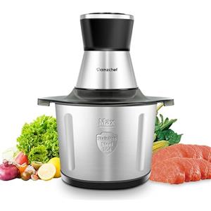 AMZCHEF tritatutto da cucina elettrico,Tritacarne con ciotola in acciaio inox da 3L.Tritatutto elettrico da 500 W con 2 impostazioni di velocità.robot da cucina per carne, cipolle, frutta e verdura.