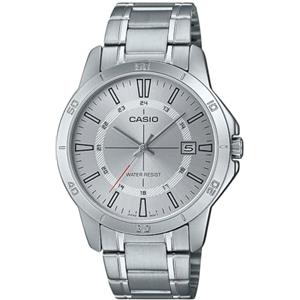 CASIO Orologio Uomo - MTP-V004D-7CUDF Quadrante Bianco, Cinturino Argento, Argento, Bracciale