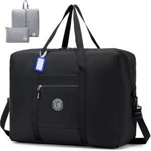BAGZY Bagaglio a Mano 55x40x20 Ryanair Lufthansa，Pieghevole Borsone da Viaggio Leggero Borsa Palestra Valigia Trolley Borsa da Cabina Impermeabile a Tracolla Sportiva per Weekend (45L Nero)