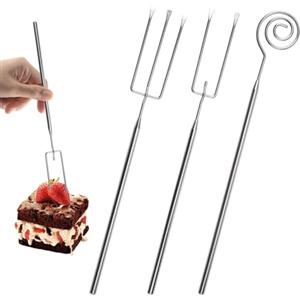 Heanvmyss Forchette per Cioccolatini,3 Pezzi Forchette per Praline in Acciaio Inox,Forchette per Fonduta al Formaggio,Posate per Cioccolato,Forchetta da Immersione per Tartufi Artigianali,Barbecue