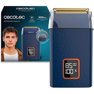 Cecotec Regolabarba Elettrico Lamina Professionale PrecisionCare X-Trimm Pro. Corpo in Pelle, Motore 9000RPM, 3 Velocità, Lame in Titanio, Display LED con% Batteria e RPM, Autonomia 2h, Coperchio