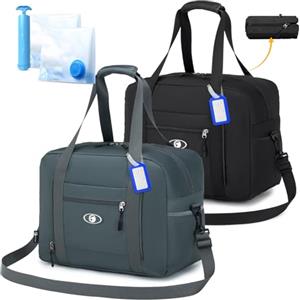 BAGZY 2X Bagaglio a Mano 40x30x20 Wizzair Borsa da Viaggio 25L Borse per Aereo Impermeabile Borsa Viaggio Pieghevole per Ospedale Parto Weekend Sportiva Tracolla Uomo Donna con Sacchetti Sottovuoto