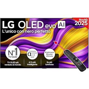 LG OLED evo AI G5 TV 77 pollici, Smart TV 4K, Staffa a muro inclusa, Processore α11 Gen2, Brightness Booster Ultimate, webOS con AI, Dolby Vision e Atmos, VRR e GSYNC 4K@165Hz, OLED77G54LW 2025