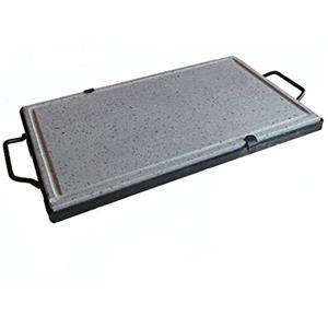 Life in Garden Bistecchiera in Pietra Naturale ollare con Telaio e Maniglie in Metallo per Barbecue griglia lavica Ottima per Cucina dietetica di Carne Verdure Pesce (30x40x2 cm)
